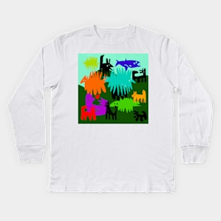 animal party Kids Long Sleeve T-Shirt